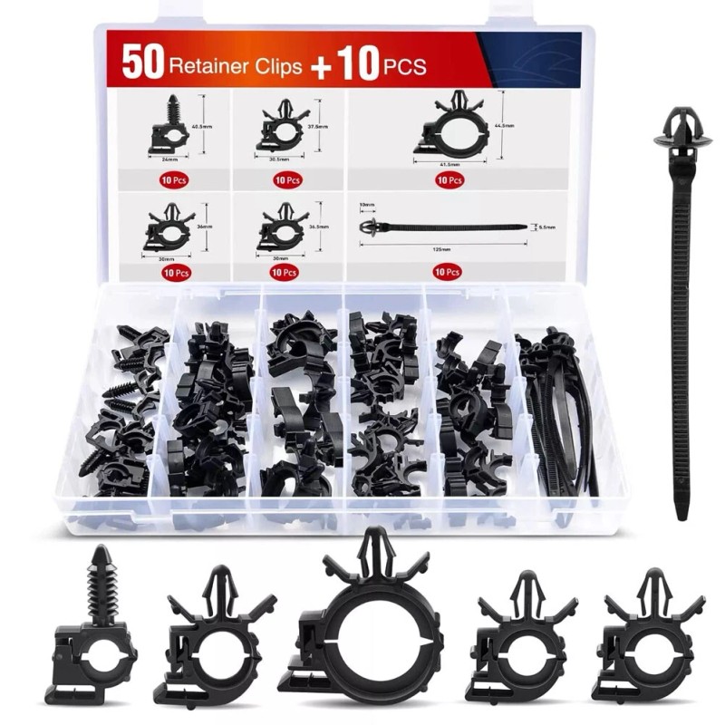 60pcs Universal Automotive Wire Loom Clips Kit Engine Bay Harness