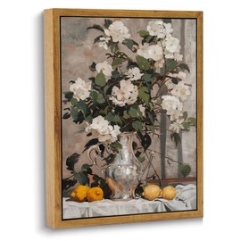 ARTZIO Vintage Framed Flower Wall Art, Floral Oil Painting Lemon Print, Farmhouse Wall Painting, Home Decor, Suitable For Living Room, Bedroom, Bathroom Decorative Painting, 8x10in Ready To Hang