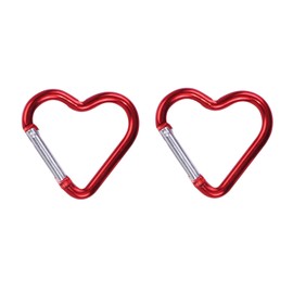 2Pcs Cute Heart Shape Carabiners Keychain Clips,Backpack Water Bottle Aluminum Alloy Accessory and Keychain Carabiners for Dog Leash Water Bottle Holder Snap,Snap Hook for Camping Accessories (Red)