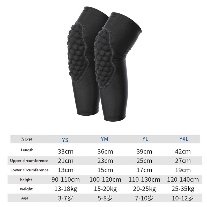 2 Pcs Kids Knee Pads Black Soft Breathable Lightweight Impact