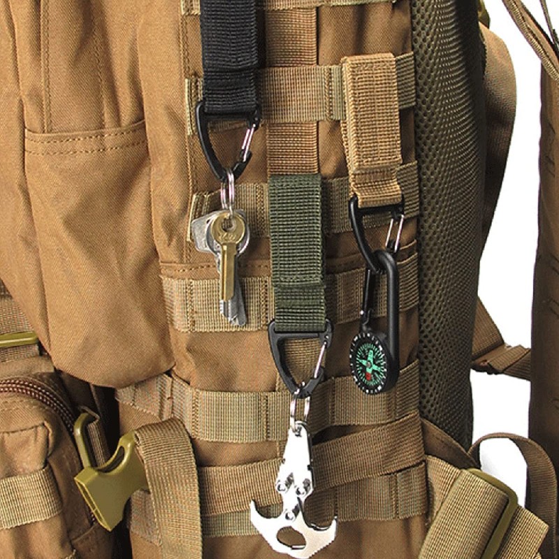 YAPJEB Molle Key Ring, Velcro, Belt, Keychain, Buckle, Carabiner, Military,