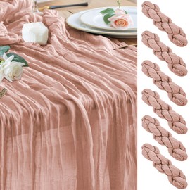 Wokceer Cheesecloth Table Runner 6Pack 10FT Dusty Pink Boho Gauze Cheese Cloth Table Runner for Party Long Rustic Sheer Table Runners for Baby Bridal Shower Wedding Easter Table Decor
