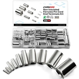 Chanzon 300pcs Wire Ferrules Kit for 16 18 14 12 10 8 6 1/0 2/0 AWG Gauge Cable Non Insulated Pure Copper Electrical Crimp Connector Terminal Tin Coating Tube Assorted