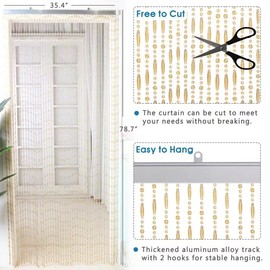 HYVAKUPPA Acrylic Crystal Beaded Curtain 35.5x79inches 45 Strands Bead String Curtains Hanging Door Beads Wave Pattern Hanging Room Divider for Doorway Window Bedroom Home Decor