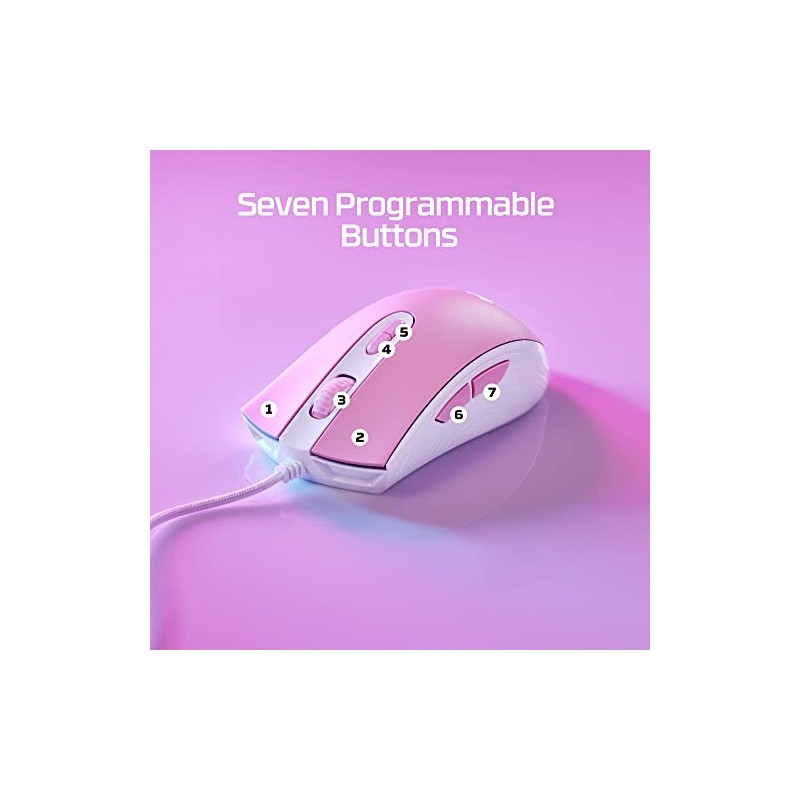 HyperX Pulsefire Core Rosa/Blanco - Ratón para Juegos RGB Rosa/Blanco,con