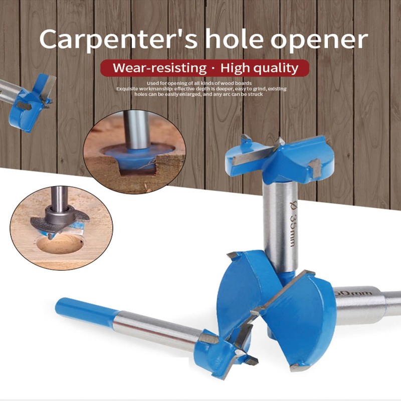 50mm Forstner Bit, Hex Shank Woodworking Hole Saw, Blue Flat
