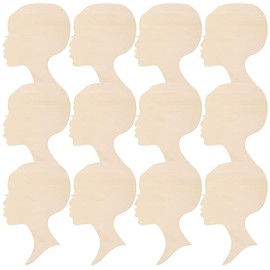 Alipis 12pcs African Girl Wooden Cutouts Women Face Silhouette Head Wood Decoration Pendant DIY Wooden Template Unfinished Craft Wreath for Mother Day Door Sign Wall Decor