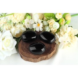 QINJIEJIE QINJIEJIE Obsidian natrliche Edelsteine Handschmeichler Gro? Stein Heilkristall Obsidian Glatter Kristalle Steine 2 Stck Trommelsteine Polierte Sorgenstein Reiki Meditation