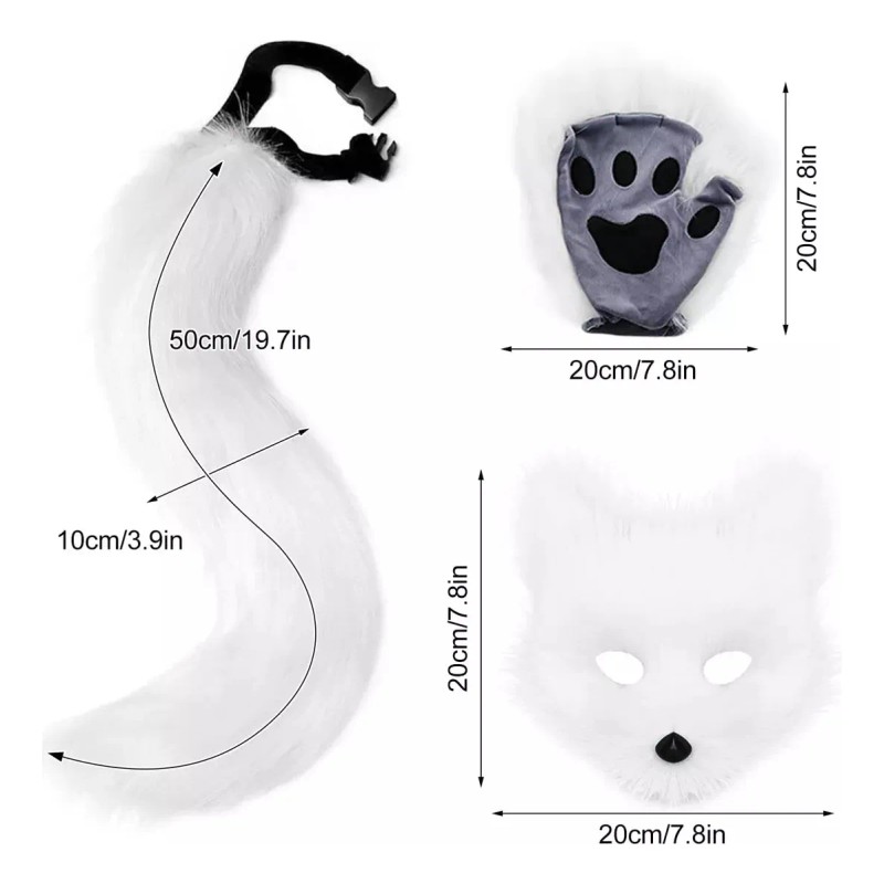Nueva Máscara De Gato Cola De Zorro De Piel Falsa