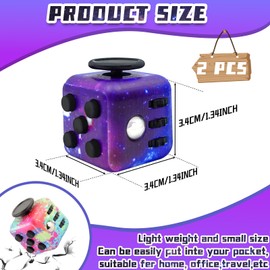 2 Pcs Fidget Cube, Fidget Cubes For Kids, Anti-Stress Toy Anti-anxiety Toy, 6 Different Functional Anti-stress and Anxiety Relieving Toys for Adults and Children, Office Classroom Toy Gift (Colour)