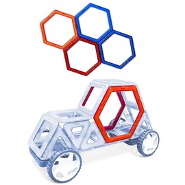 MAGNIKON Magnetic Building Blocks Replacement Set, Magnetic Building Blocks, Children's Toy from 3 Years, Gift for Girls, Boys, Montessori Toy (Hexagons Pack of 4)
