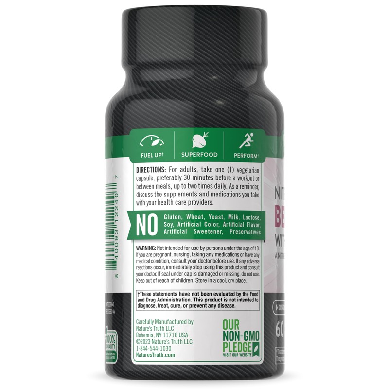 Nature's Truth Beet Root Capsules | 60 Count | Nitric