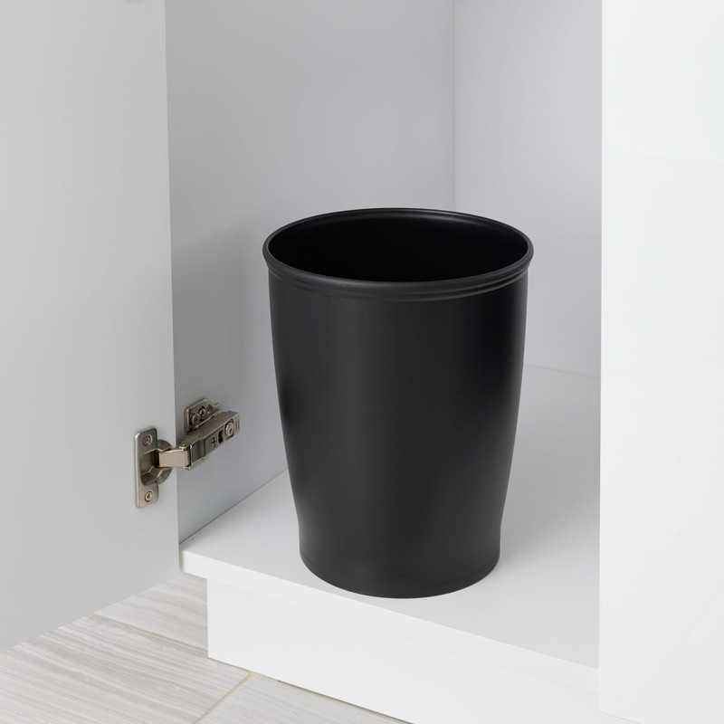 iDesign Small Round Plastic Bathroom Trash Can - Set of