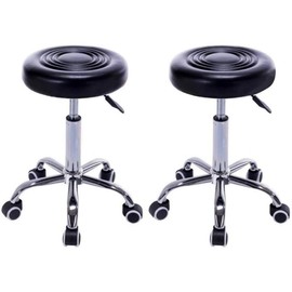 Set of 2 Salon Spa Rolling Swivel Stool Hydraulic Height Adjustable Drafting Massage Tattoo Chair, Black #2475