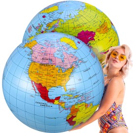 Arrowbash 2 Pack 40 Inch Inflatable Globe Giant Beach Balls Inflatable Earth Globe Toys for Adults Summer Pool Game Swimming Beach Party Favor for Geographic Spectrum