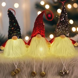 IVEOPPE Gnome LED Christmas Decoration Christmas Gnome - Pack of 3 Christmas Figures with LED Light, Hanging Christmas Decoration, Christmas Tree Decoration, for Christmas Decoration Indoor