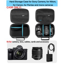 RAIACE Hard Case Compatible with Sony Alpha 7 II III IV/7R V Camera, for Nikon, Canon, Pentax and More.Mesh Pocket for Charger, Cables, Cards and Accessories.(Case Only) - Black