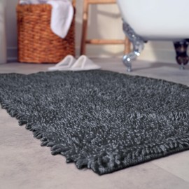 Urbify Luxury Cotton Bath Mat - Large & Soft, 100% Cotton, Machine Washable, 55x90cm (22x36) - Perfect for Bathroom Decor, Shower Comfort & Foot Pampering (Charcoal Grey)