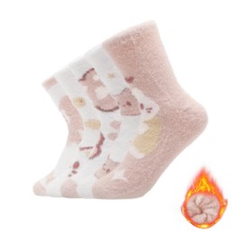TERODACO 5 Pairs Thermal Socks for Women Warm Cosy Fluffy Socks Womens Thick Fleece Ladies Bed Socks for Walking Hiking Sleep,Seamless Soft Breathable 3-7 23009 Animals 1