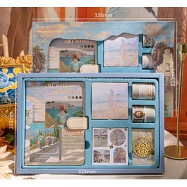 Harnico Vintage Scrapbook Supplies (200 Pieces) Scrapbooking Kit for Art Journaling & DIY Paper Stickers (Sky Blue)