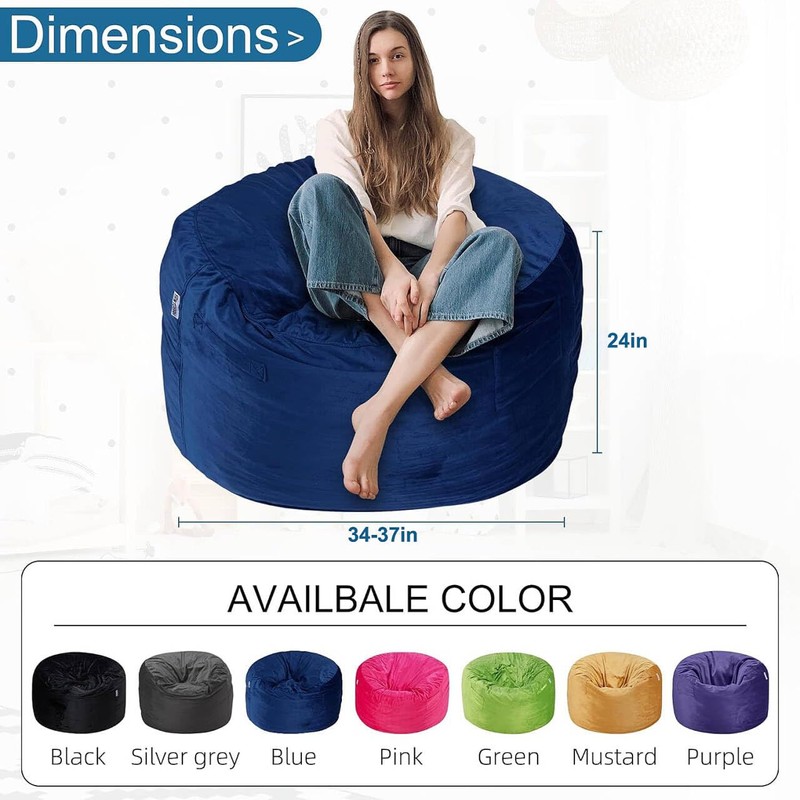 HABUTWAY Bean Bag Chair 3Ft Luxurious Velvet Ultra Soft Fur