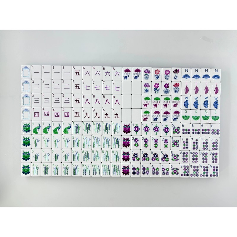 30mm 1-3/16" 4-Layer Engraved American Mahjong Set 160-Tile Purple Acrylic