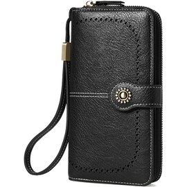 Cartera Mujer de Piel, Billetera con Bloqueo RFID de Gran Capacidad | Monedero Mujer Embrague Bolsillo con Cremallera, Dama Minimalista, Tarjetero Moda, Regalos para Chicas y Mujeres