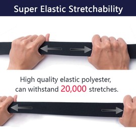 Men's Elastic Stretch Belt, Military Tactical Belts Breathable Canvas Web Belt for Men & Women with No Metal Plastic Buckle for Work Outdoor Sports, Adjustable for Pants Shorts Jeans Below 46" (Black)