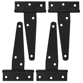 TOVOT 10PCS 4 Inch T-Shape Shed Door Hinges Heavy Duty Barn Door Hinges Outdoor Gate Hinges Black Hinges for Fence Gate Window