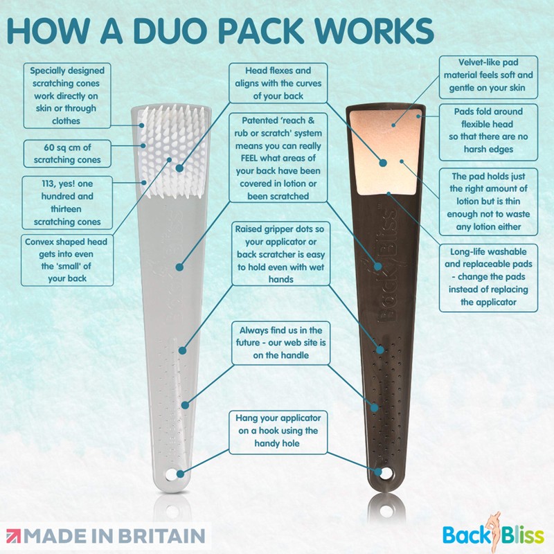 British Made Back Lotion Applicator and Back Scratcher Set -