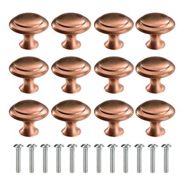 MengH-SHOP Cabinet Knob Round Door Knobs 30mm Mushroom Shape Pull Handle with Screws for Cabinet Wardrobe Drawer Cupboard 12 Pieces Red Copper