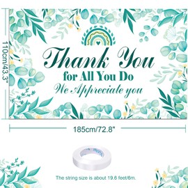 HOWAF We Appreciate You Party Decorations Backdrop Banner, Thank You for All You Do Banner for Thanks to Staff Teachers Doctor Nurses Staff, Team Appreciation Week Green Banner Party Photography