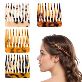 GGUFAY 4-teiliges Mini Haarspangen Set, Französische Seitenkämme Aus Celluloseacetat,Haarkamm Zum Stecken, Vintage Design,Ideal Für Für Haarzubehör Frauen Mädchen