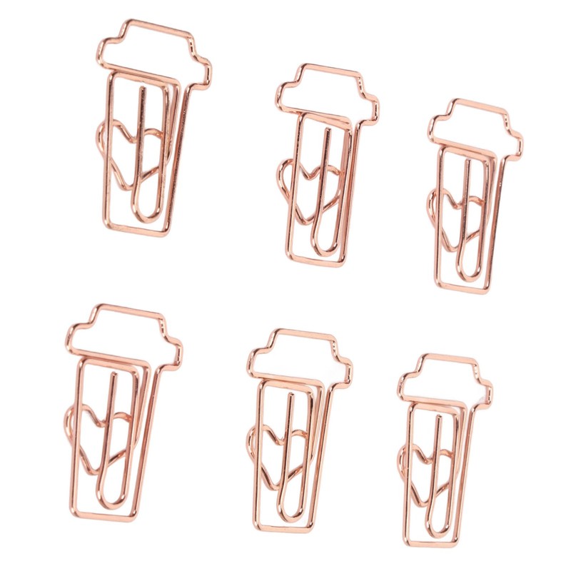 100pcs Paper Clips Innovative Cute Rose Coffee Cup Shape Reusable