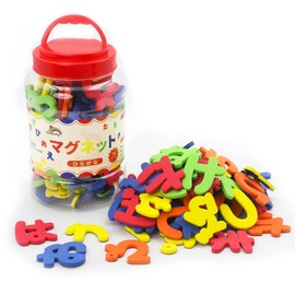 VoSinrly Hiragana Magnets, 76 Pieces, Japanese Magnets, Bath, Refrigerator, Whiteboard Compatible, Educational Toy, Montessori Learning, Playing Words and Letters, Storage Bottle Included