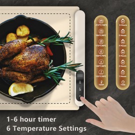 Food Warming Mat - Full Surface Graphene Heating Large (36"x16")，roll up Warming mat for Food，for Buffets Food Warmers for Parties，Warming Tray with 6 Temperature Settings and 6 Hour Timer