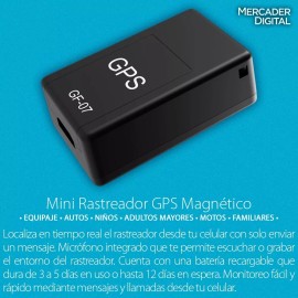 Mercader Digital Mini Localizador Magnético Gf-07 Rastreador Gps Recargable