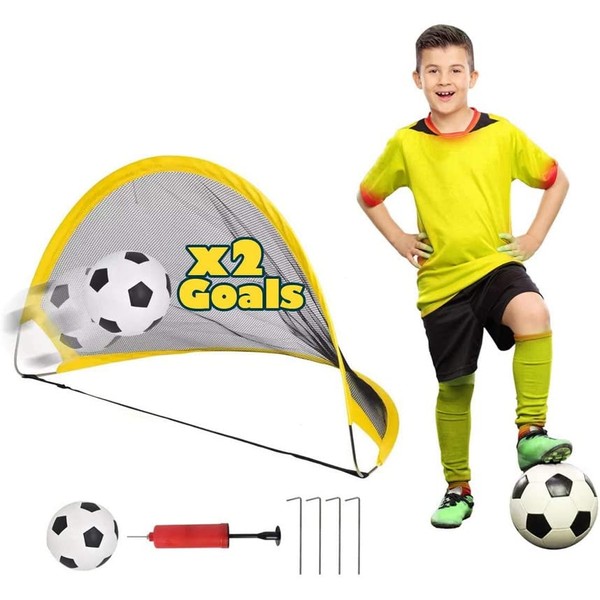 koolbitz Kids Foldable Pop Up Soccer Goal with Ball, Pump,