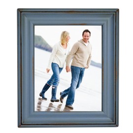 MyBarnwoodFrames-PRO Solid Wood Picture Frame, Bluebird Blue 8x10 with Antique Glaze, Glass and Hardware