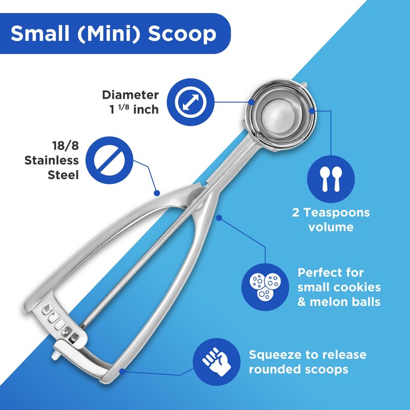Jenaluca Mini Cookie Scoop & Melon Baller - 18/8 Stainless
