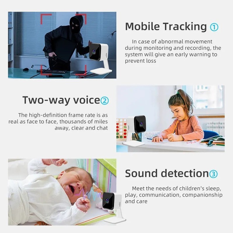 3MP Smart Security Camera Wifi Mini Camera Two Way Voice