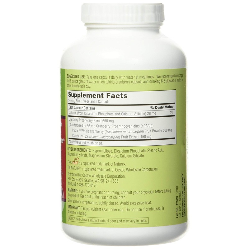 trunature Cranberry 650 mg, 140 Vegetarian Capsules