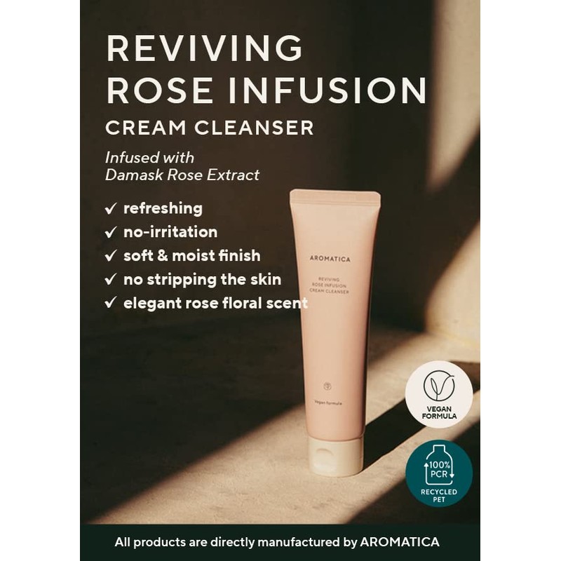 Aromatica. Reviving Rose Infusion Cream Cleanser, crema limpiadora de infusión