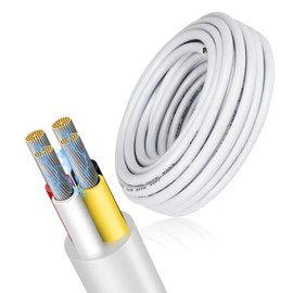 16 Gauge 4 Conductor Electrical Wire, 16.4FT Low Voltage 16/4 Tinned Copper Stranded 4 Wire Cable, 16 AWG White Flexible Extension Power Cord for Automotive, LED Lamp, Outdoor Landscape Lighting Etc