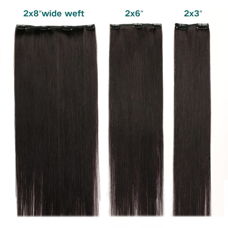 SURNEL Clip in Hair Extensions Human Hair #1B Off Black
