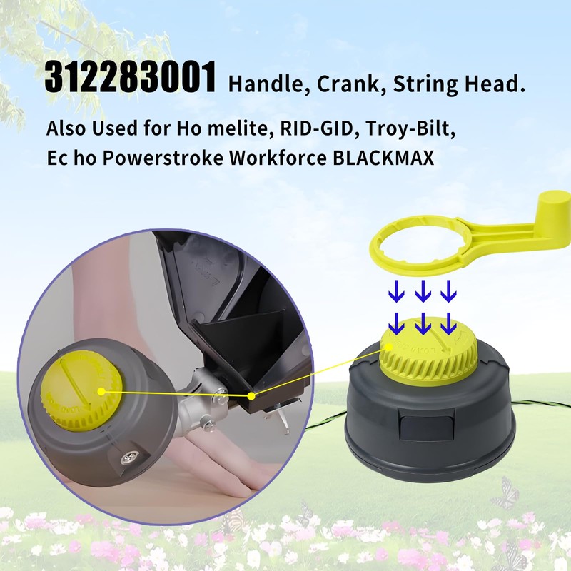 XQK 312283001 String Trimmer Handle/Crank Handle Assy fits Ryobi Homelite