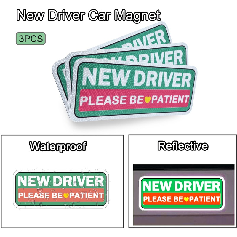 3 Pcs New Driver Car Magnet for Car, Colorful Magnetic