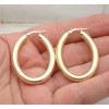 HSN 1.5" Technibond Plain Oval Hoop Earrings 14K Yellow Gold