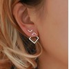 LOVECOM Ear Jacket Earrings 925 Sterling Silver Geometric Stud Earring