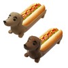 Dachshund Hot Dog Holder Tray, 2-Piece Set, Brown and Beige,